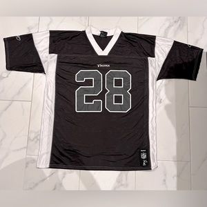 NFL Adrian Peterson #28 Vikings Reebok On Field Men's Size XL Black White Jersey